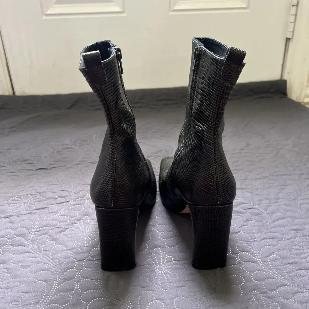 Miista Marcelle Bottle Green Snake Skin Genuine Leather Boots SZ EU40/US9.5/UK 7